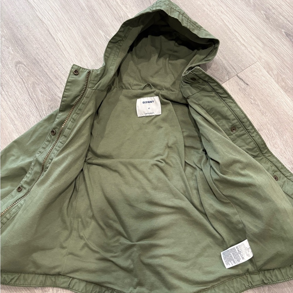 Old Navy Kids Olive Hooded Raincoat - Picture 2 of 5